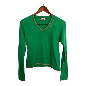 Paul smith Green V-Neck embroidered hem Women's Top